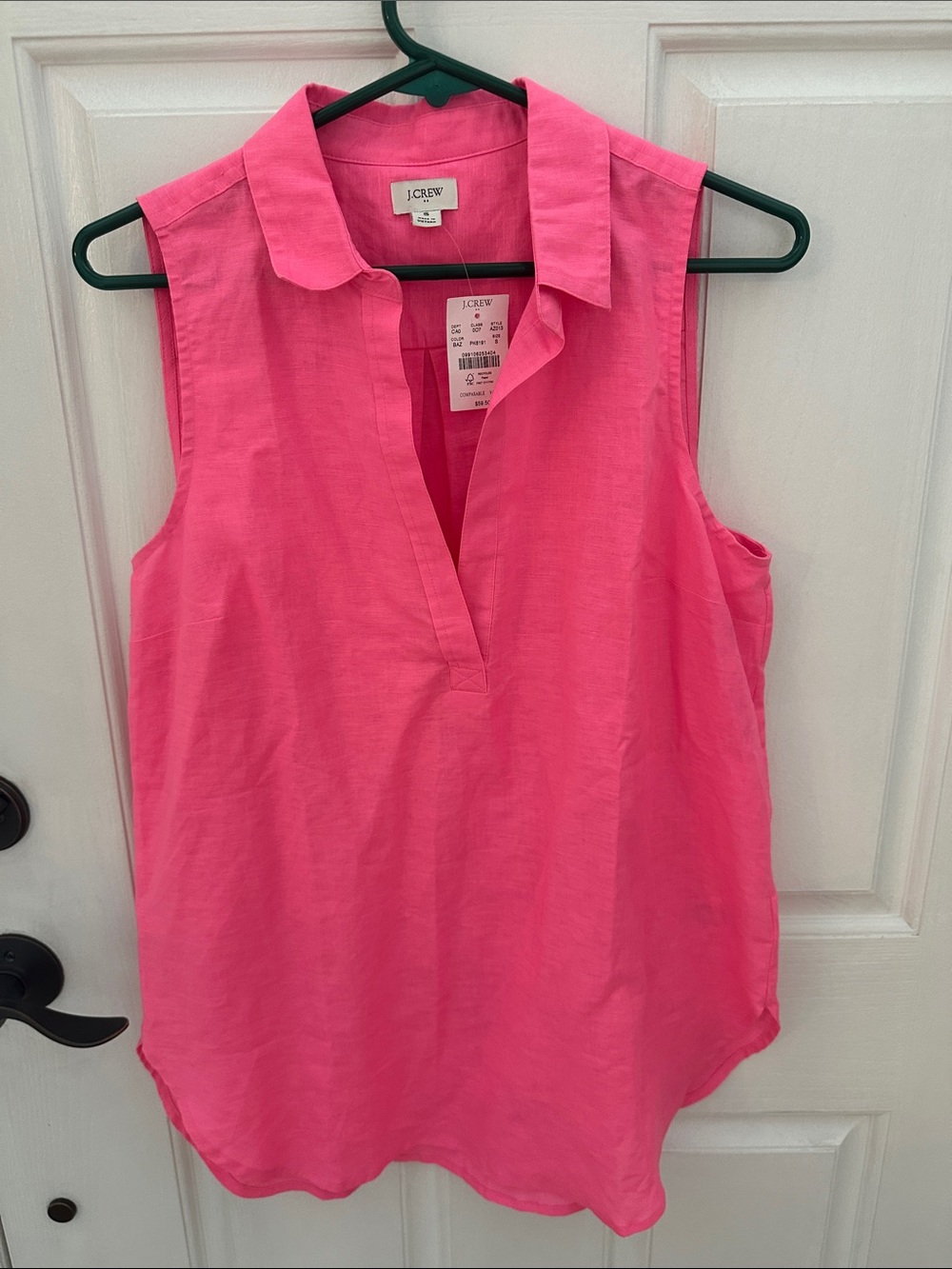 J. Crew Bright Pink Sleeveless Collared V-Neck Camisole